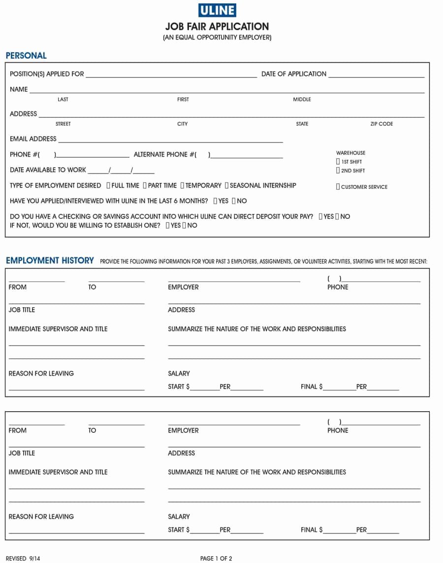 Employment Application form Template Luxury 50 Free Employment Job Application form Templates