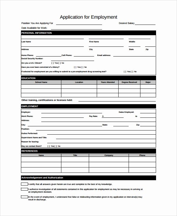 Employment Application form Template Luxury Sample Employee Application form 7 Documents In Word Pdf