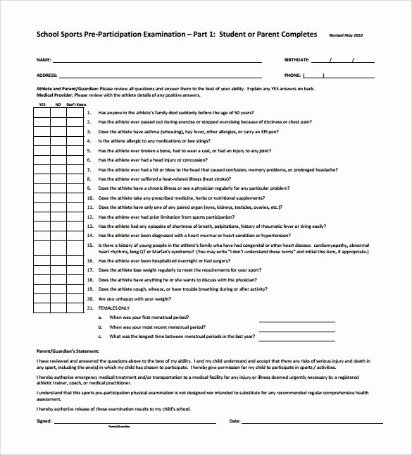 Employment Physical form Template Best Of Physical Exam Template