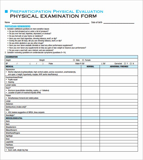Employment Physical form Template Inspirational 15 Physical Exam Template [word Excel Pdf] for Men and