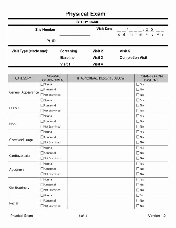 Employment Physical form Template New 43 Physical Exam Templates &amp; forms [male Female]
