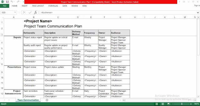 Engineering Project Plan Template Inspirational Project Team Munication Plan Excel Template Free