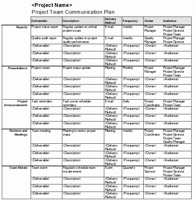 Engineering Project Plan Template Lovely Project Team Munication Plan Template