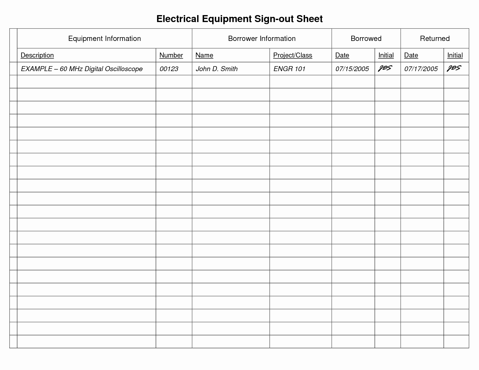 Equipment Checkout form Template Excel Beautiful Best S Of Equipment Check Out form Template Excel