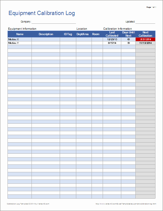 Equipment Checkout form Template Excel Beautiful Download the Equipment Calibration Log From Vertex42