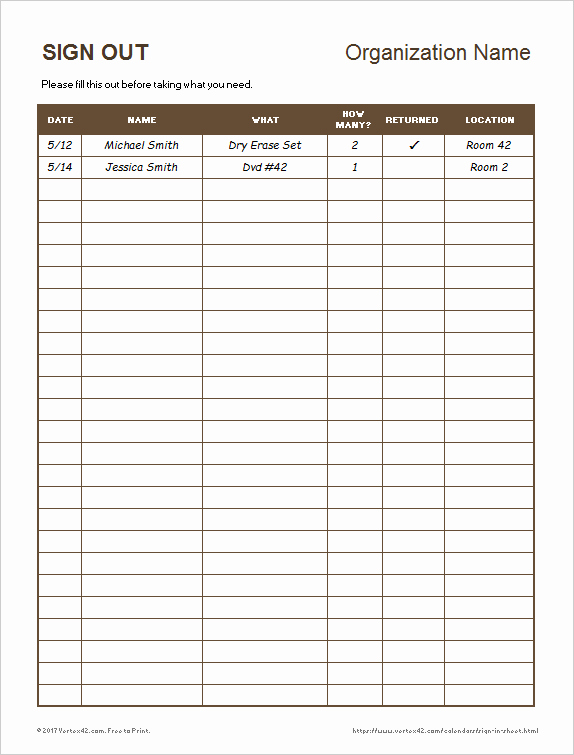 Equipment Checkout form Template Excel Fresh Equipment Sign Out Sheet