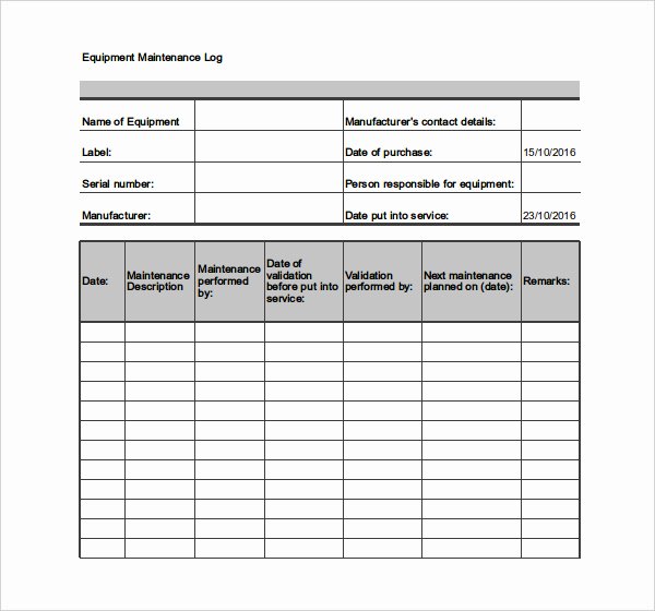 Equipment Maintenance Schedule Template Excel Awesome Equipment Maintenance Schedule Template Excel