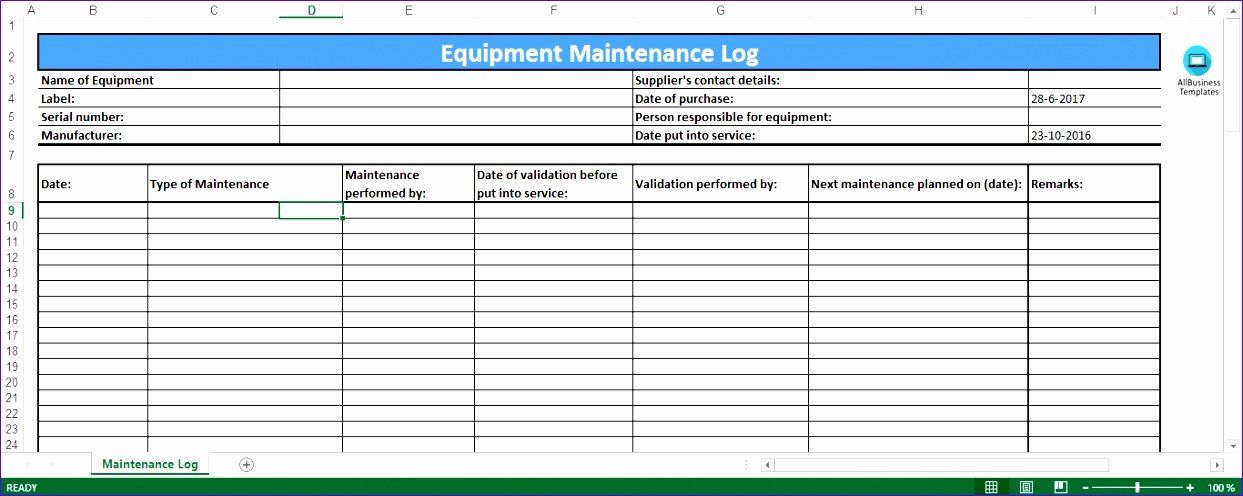Equipment Maintenance Schedule Template Excel Best Of 6 Preventive Maintenance Template Excel Exceltemplates