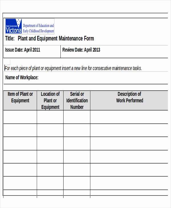 Equipment Maintenance Schedule Template Excel Best Of Equipment Maintenance Schedule Template Best Equipment