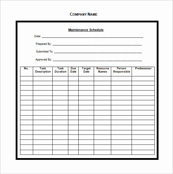 Equipment Maintenance Schedule Template Excel Elegant Car Maintenance Checklist Templates for Your Inspirations