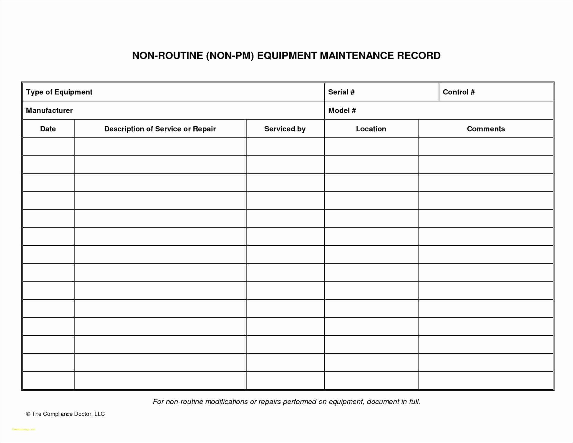 Equipment Maintenance Schedule Template Excel Elegant Heavy Equipment Maintenance Spreadsheet Spreadsheet