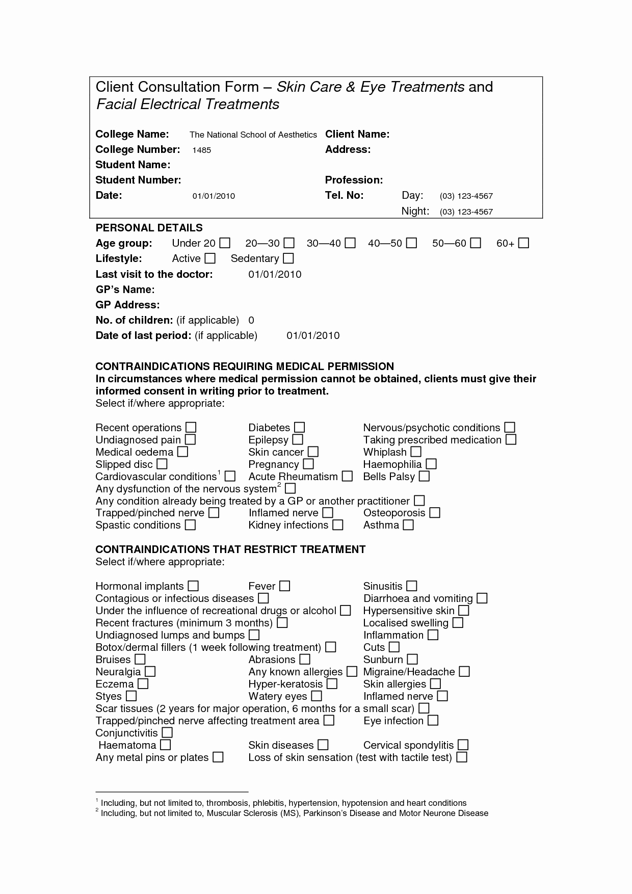 Esthetician Client Consultation form Template New Client Consultation form Salon Unique