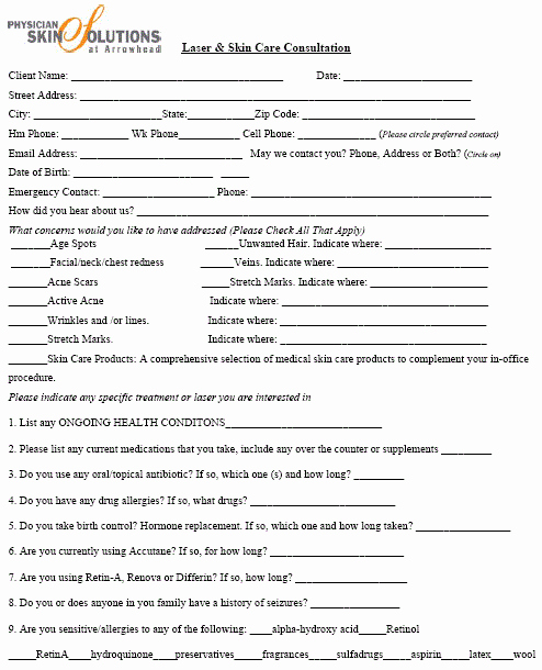 Esthetician Client Consultation form Template Unique Consultation Another Example Of A Consultation Sheet