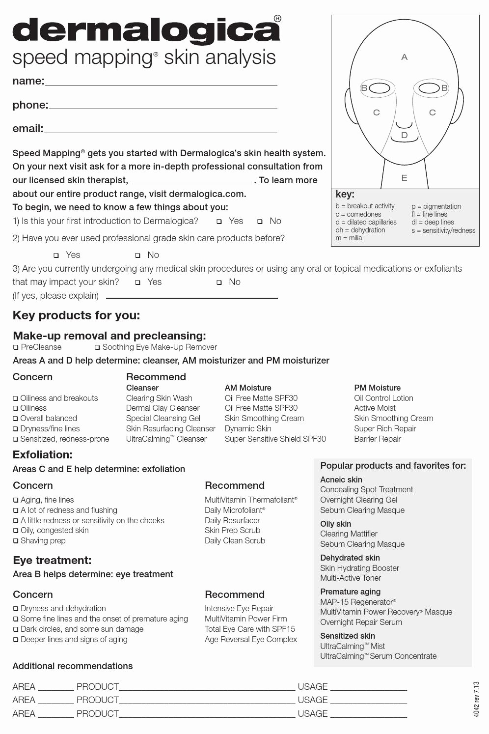 Esthetician Client Consultation form Template Unique Speed Mapping Prescription Sheet Update Hr by