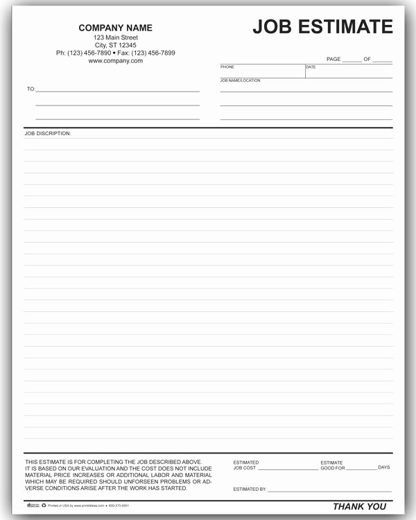 Estimate form Template Free Awesome 10 Job Estimate Templates Excel Pdf formats