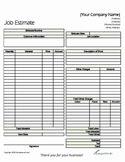 Estimate form Template Free Beautiful Estimate Printable forms &amp; Templates