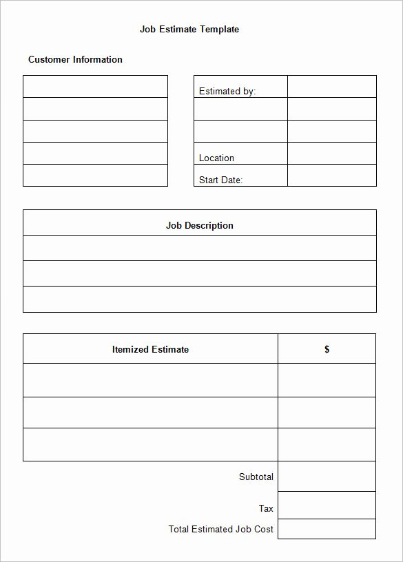 Estimate form Template Free Fresh 19 Sample Estimate Templates Docs Pdf Excel