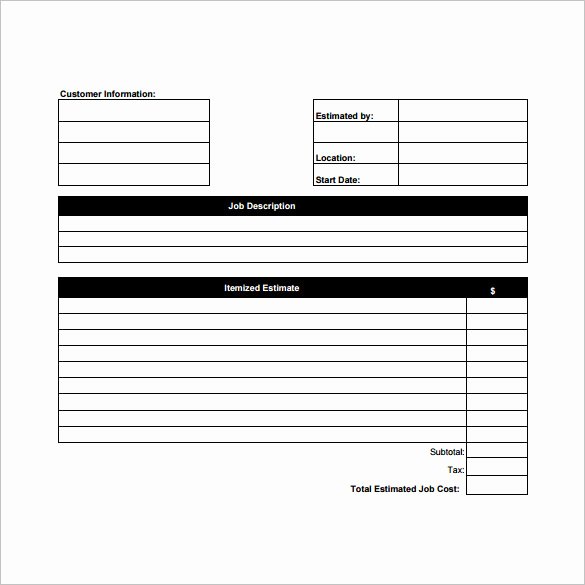 Estimate form Template Free New 26 Blank Estimate Templates Pdf Doc Excel Odt