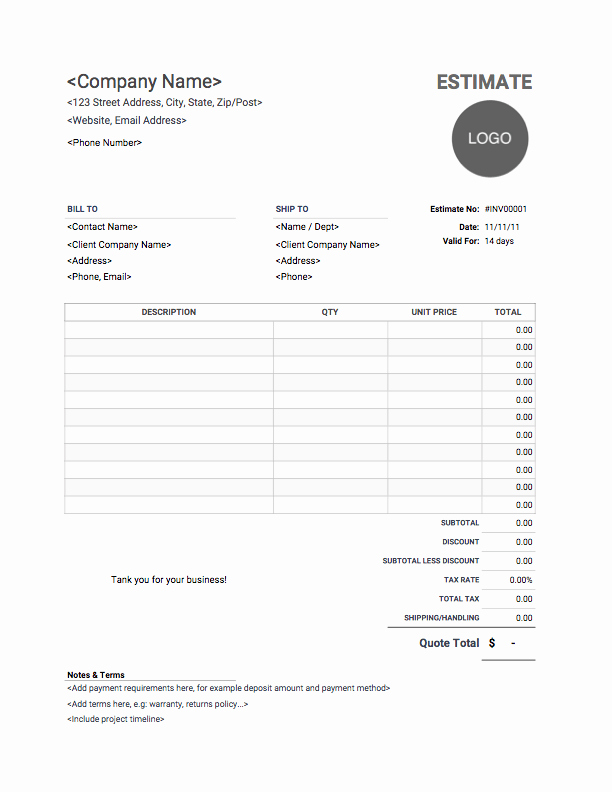 Estimate form Template Free New Estimate Template