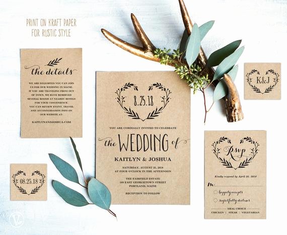 Etsy Wedding Invitation Template Awesome Rustic Wedding Invitation Template Printable by Vinewedding