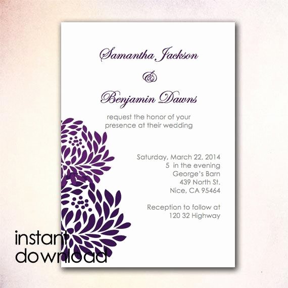 Etsy Wedding Invitation Template Elegant Items Similar to Diy Wedding Invitation Template Instant