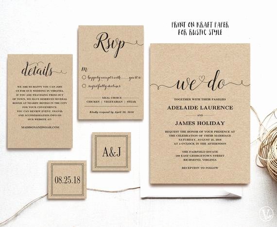 Etsy Wedding Invitation Template Elegant Rustic Wedding Invitation Template 5 Piece by Vinewedding