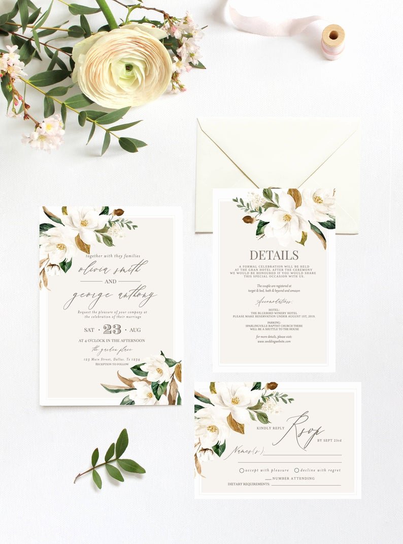 Etsy Wedding Invitation Template Lovely Wedding Invitation Template Download Magnolia Wedding