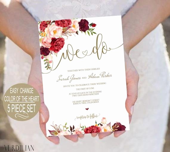 Etsy Wedding Invitation Template Luxury We Do Wedding Invitation Template Burgundy Floral Watercolor