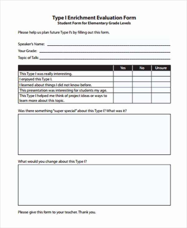 Evaluation form Template Free Awesome Sample Student Evaluation form 9 Examples In Word Pdf