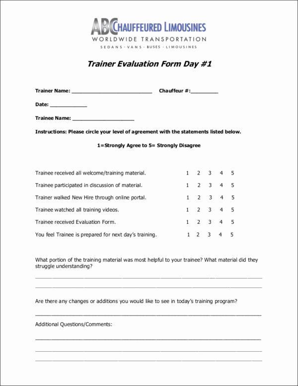 trainer evaluation forms