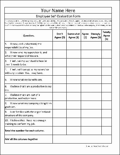 Evaluation form Template Free Fresh Free Personalized Employee Self Evaluation form From formville