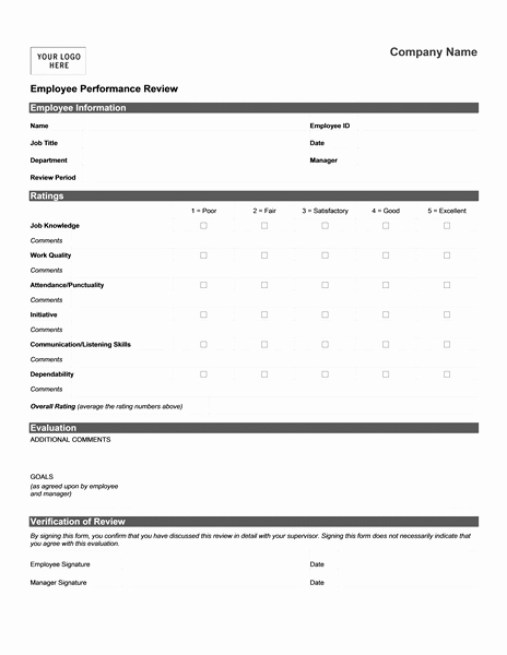 Evaluation form Template Free Luxury Employee Performance Review form Short Templates