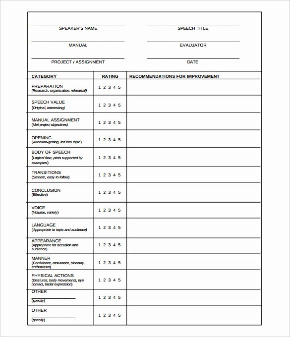 Evaluation form Template Free Luxury toastmaster Evaluation Template – 20 Free Word Pdf