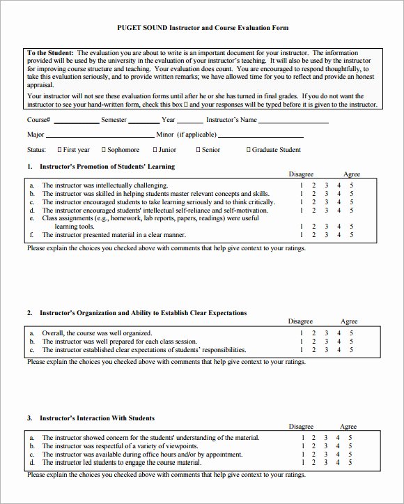 Evaluation form Template Free New Course Evaluation forms Sample 8 Free Examples format