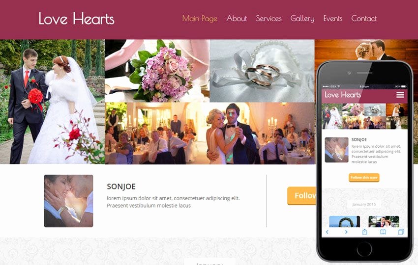 Event Planner Website Template Elegant Love Hearts A Wedding Planner Flat Bootstrap Responsive