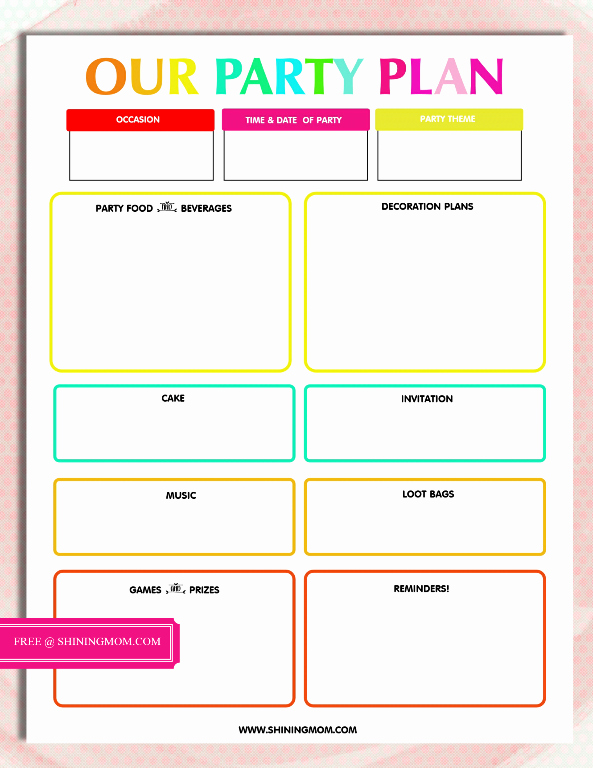 Event Planner Website Template Lovely Free Printable Party Planning Template