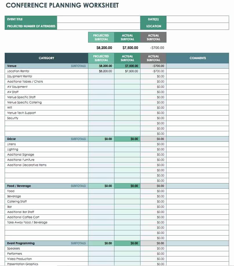 Event Planning Excel Template New Free event Bud Templates Smartsheet