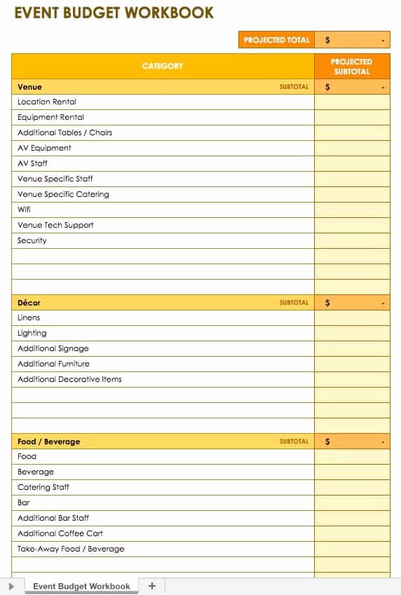 Event Planning Proposal Template New Free event Bud Templates Smartsheet