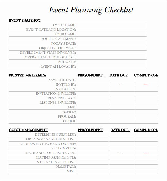 Event Planning Template Free Inspirational Free 16 Sample event Planning Checklist Templates In