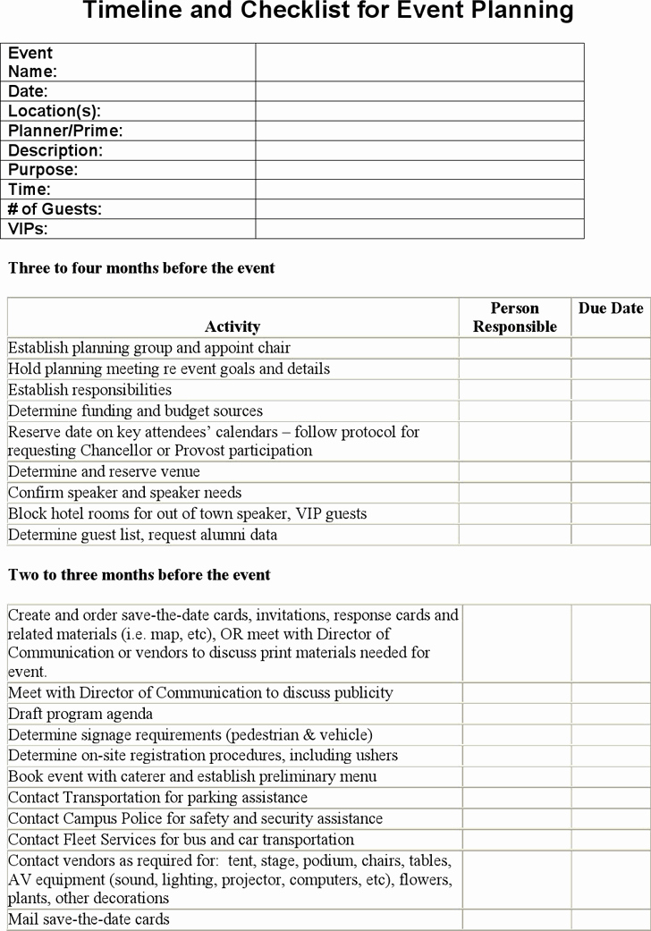 Event Planning Timeline Template Elegant Timeline and Checklist for event Planning Biz