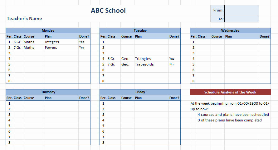 Excel Class Schedule Template Awesome 12 Free Weekly Schedule Templates Ms Word and Ms Excel