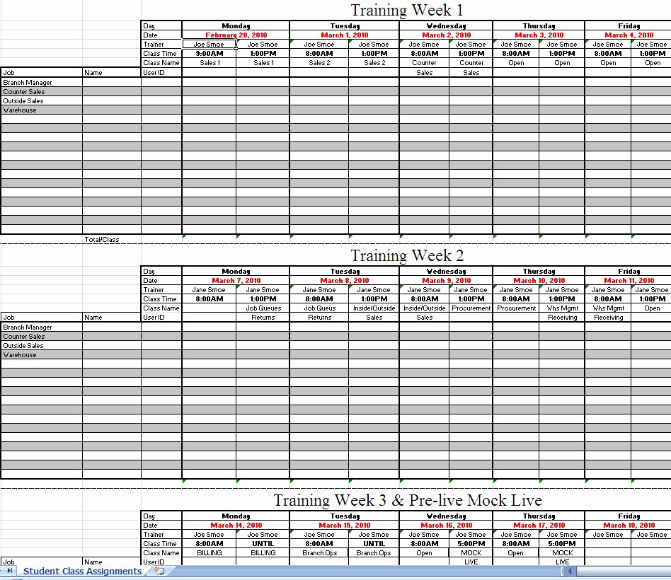 Excel Class Schedule Template Fresh Employee Training Schedule Template Excel – Printable