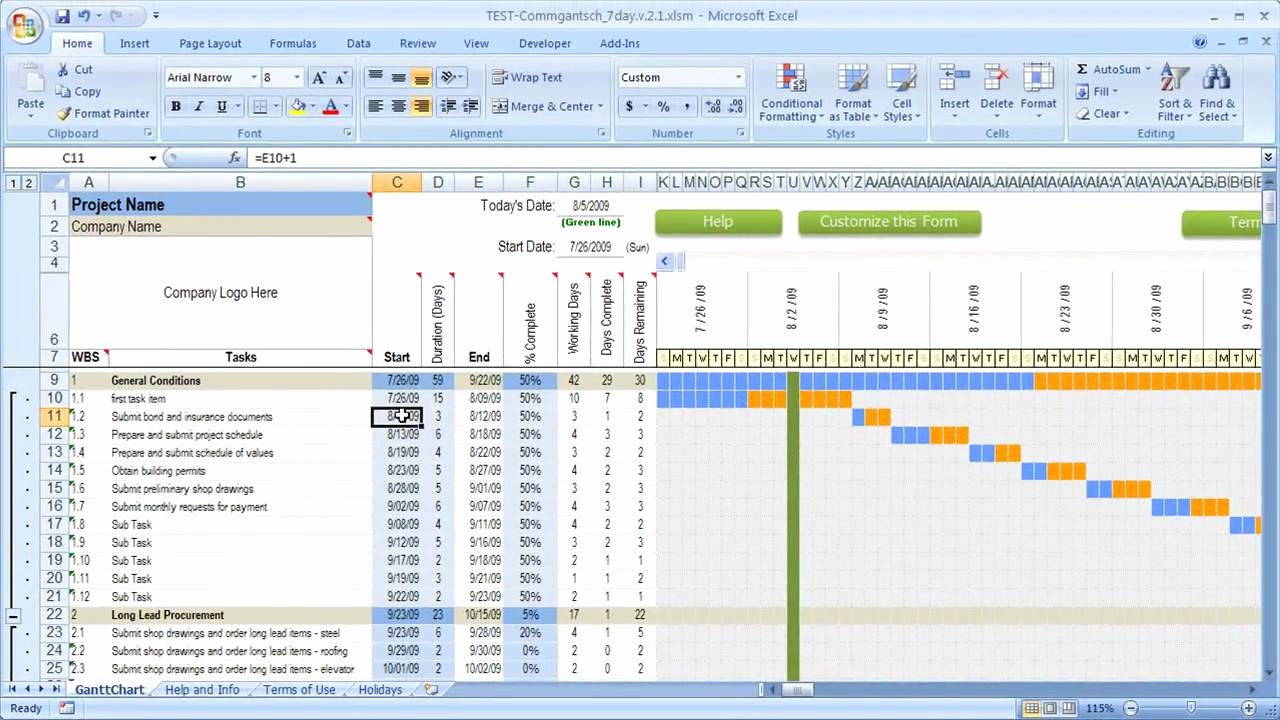 Excel Construction Schedule Template Elegant How Dates Work In Excel Schedule with Gantt Chart