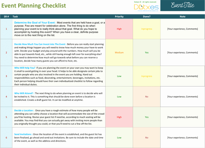 Excel event Planning Template Fresh event Planning Checklist Excel Dotxes