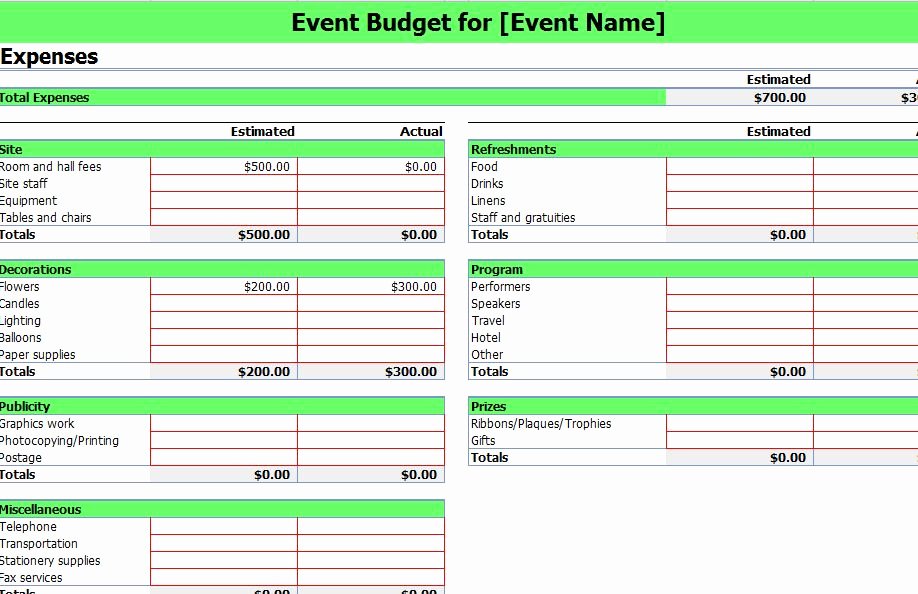 Excel event Planning Template Inspirational event Bud Ing Excel Template