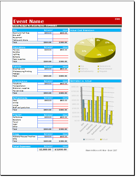 Excel event Planning Template Inspirational event Bud Planner Excel Bud Templates