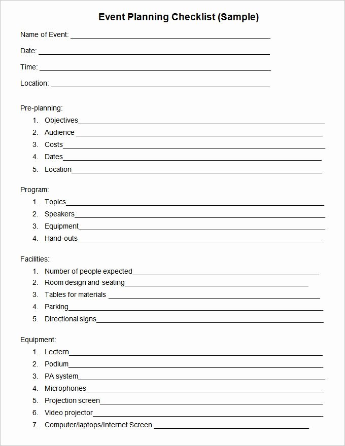 Excel event Planning Template Lovely event Checklist Template 14 Free Word Excel Pdf