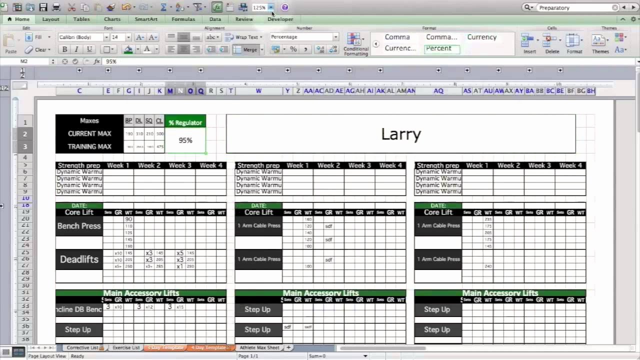 Excel Training Schedule Template Best Of Strength &amp; Conditioning Excel Template Level 1