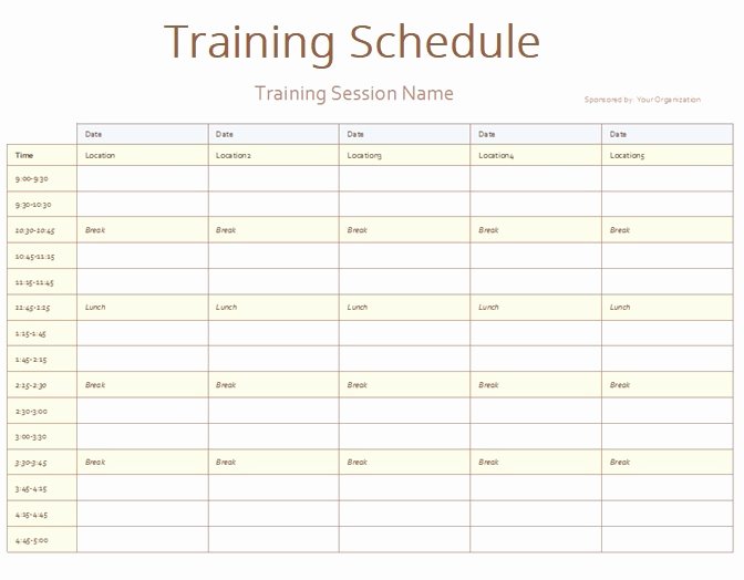 Excel Training Schedule Template Elegant Army Training Schedule Template