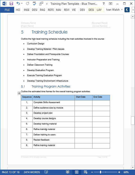Excel Training Schedule Template Luxury Training Plan Templates Ms Word 14 X Excel Spreadsheets